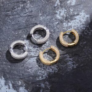 Créoles Circle ICE dorées et argentées pavées de pierres sur ardoise