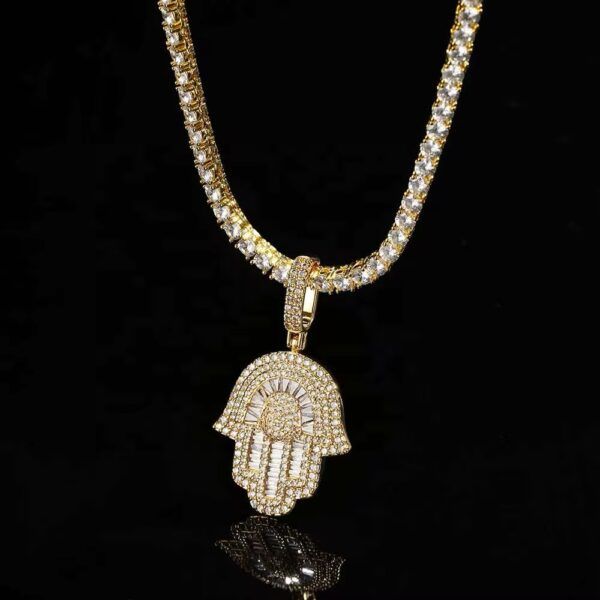 PENDENTIF MAIN DE FATMA ICE & CHAÎNE – Image 2