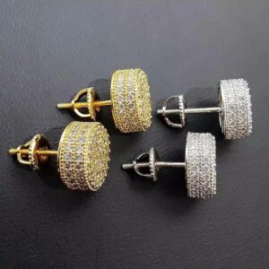 Boucles All Star Diamonds dorées et argentées vues de profil, avec pavage latéral et attaches