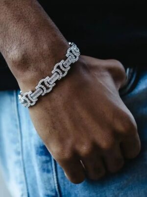 Bracelet homme hip hop linked diamant ice