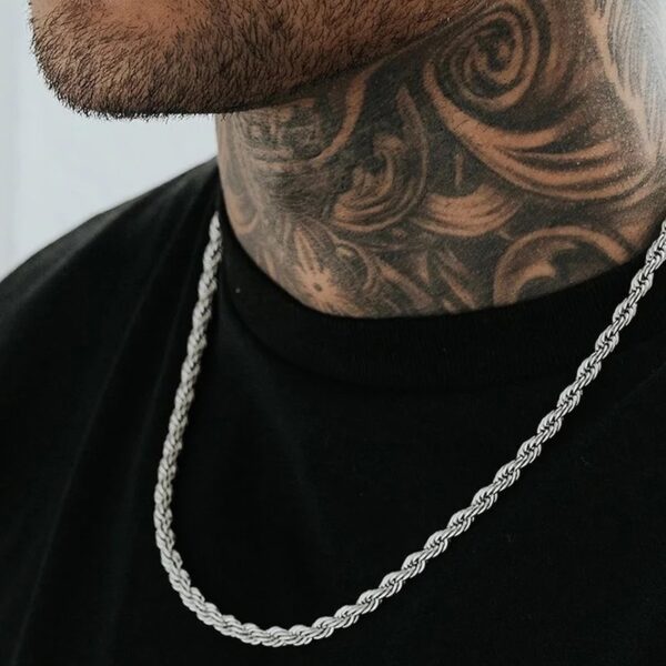Collier En Acier Inoxydable Byzantin 6 Mm - Chaîne Hip-hop Or/argent/noir Pour Homme, Longueur 45 Cm