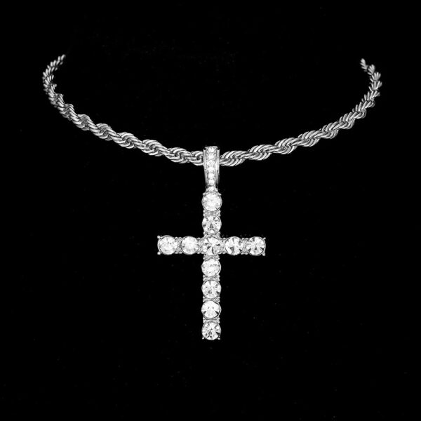 Bijou pendentif croix de jesus christ collier chaine ice hip hop