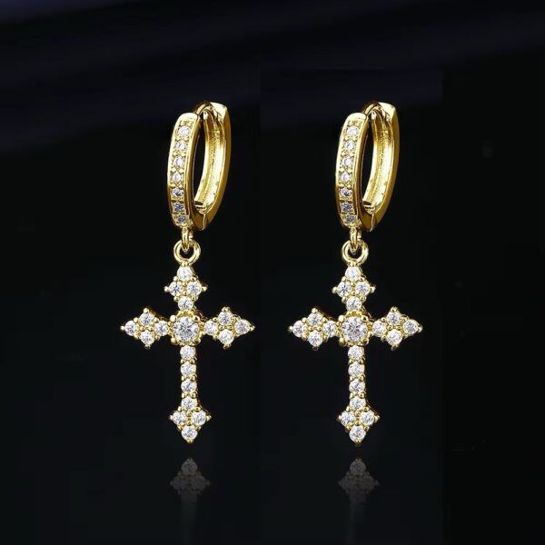 BOUCLE D’OREILLE ARROW CROSS MOISSANITE ICE – Image 2