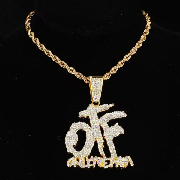 Pendentif OTF Ice inspiré de Lil Durk avec chaîne – Bijou Hip Hop Bling – Image 2