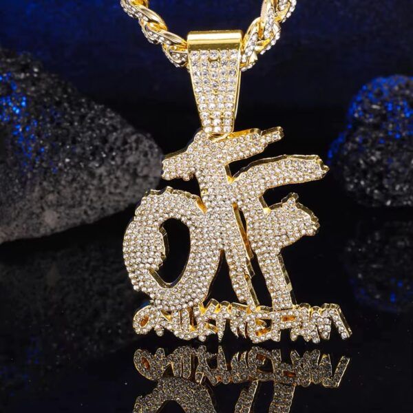 Pendentif OTF Ice inspiré de Lil Durk avec chaîne – Bijou Hip Hop Bling – Image 5