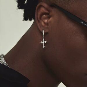 Boucles d’oreilles Croix de Jésus ICE – Style Hip Hop Bling
